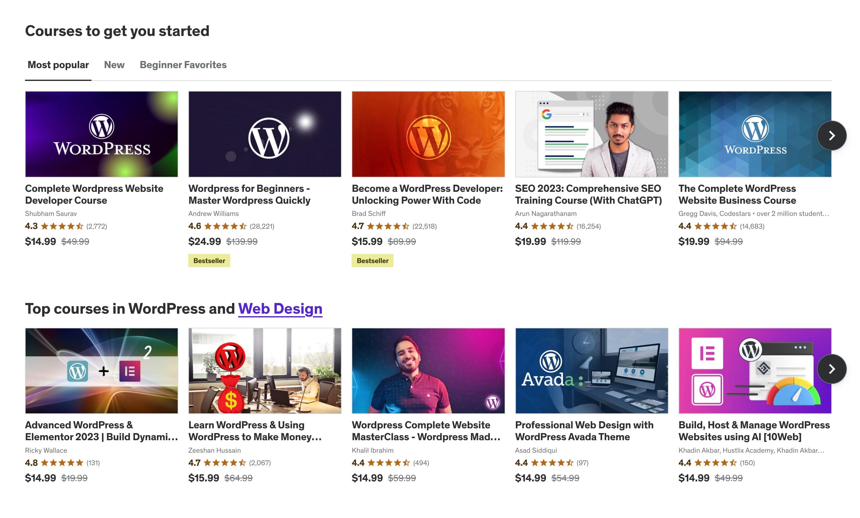 Udemy WordPress courses.