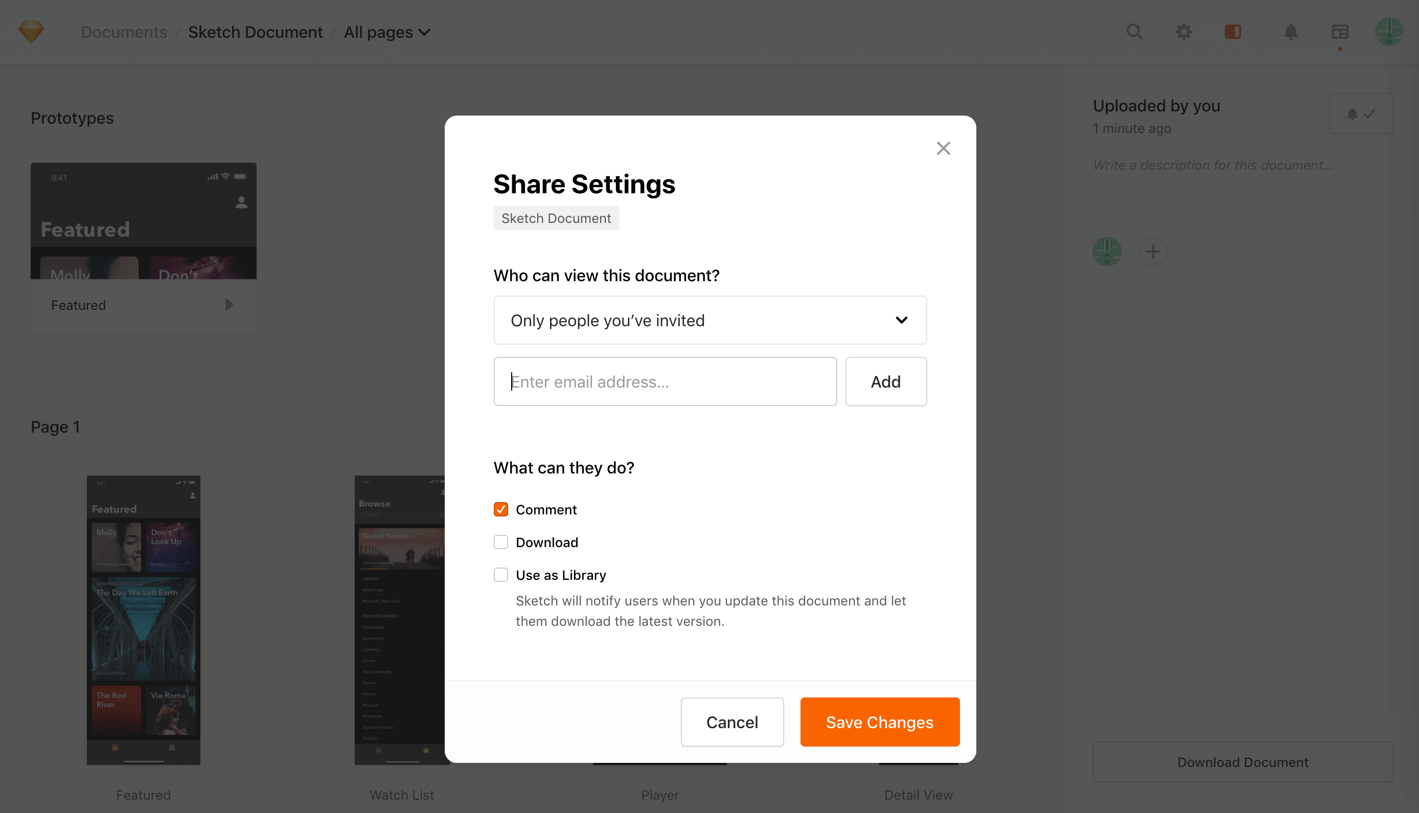 Inviting collaborators in Sketch.