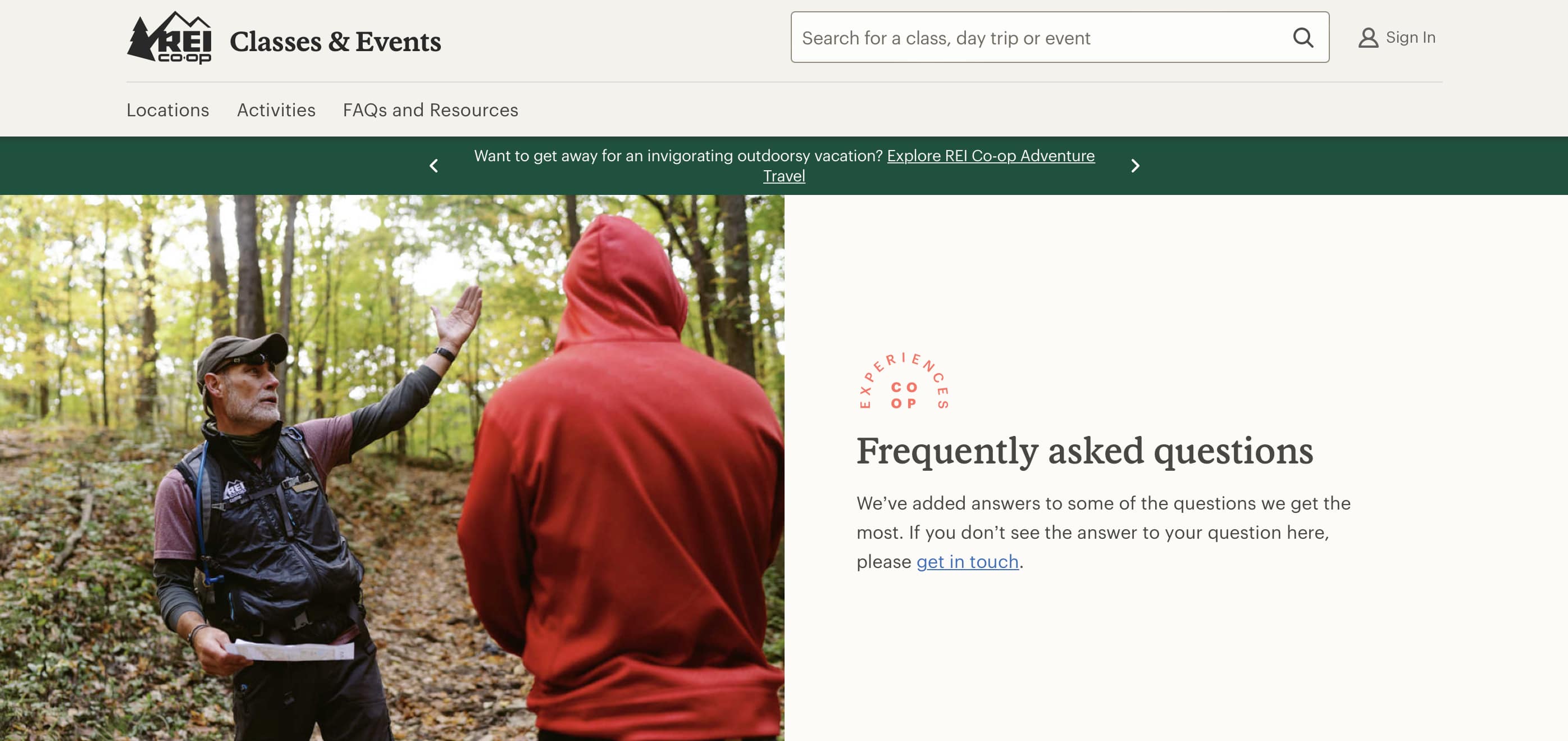 FAQ page examples: REI FAQ page