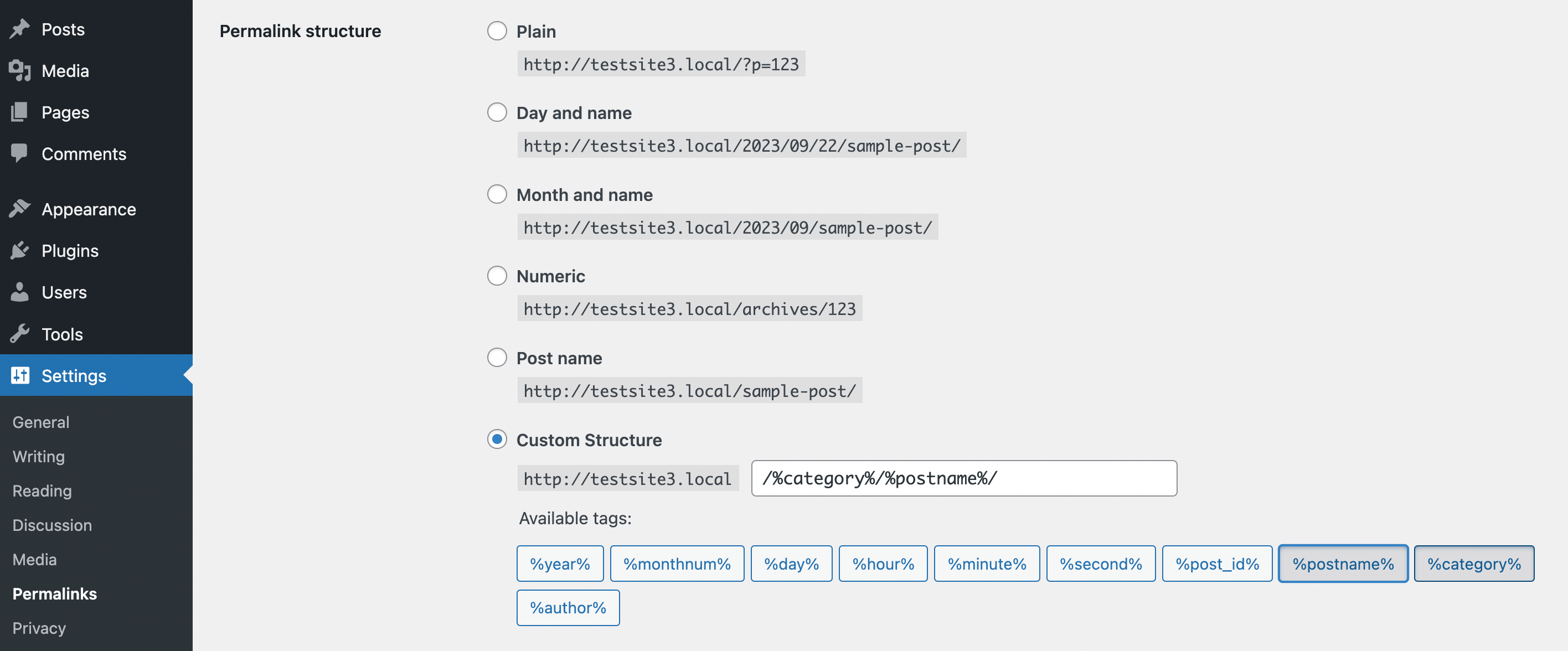 Customizing WordPress permalink structure.