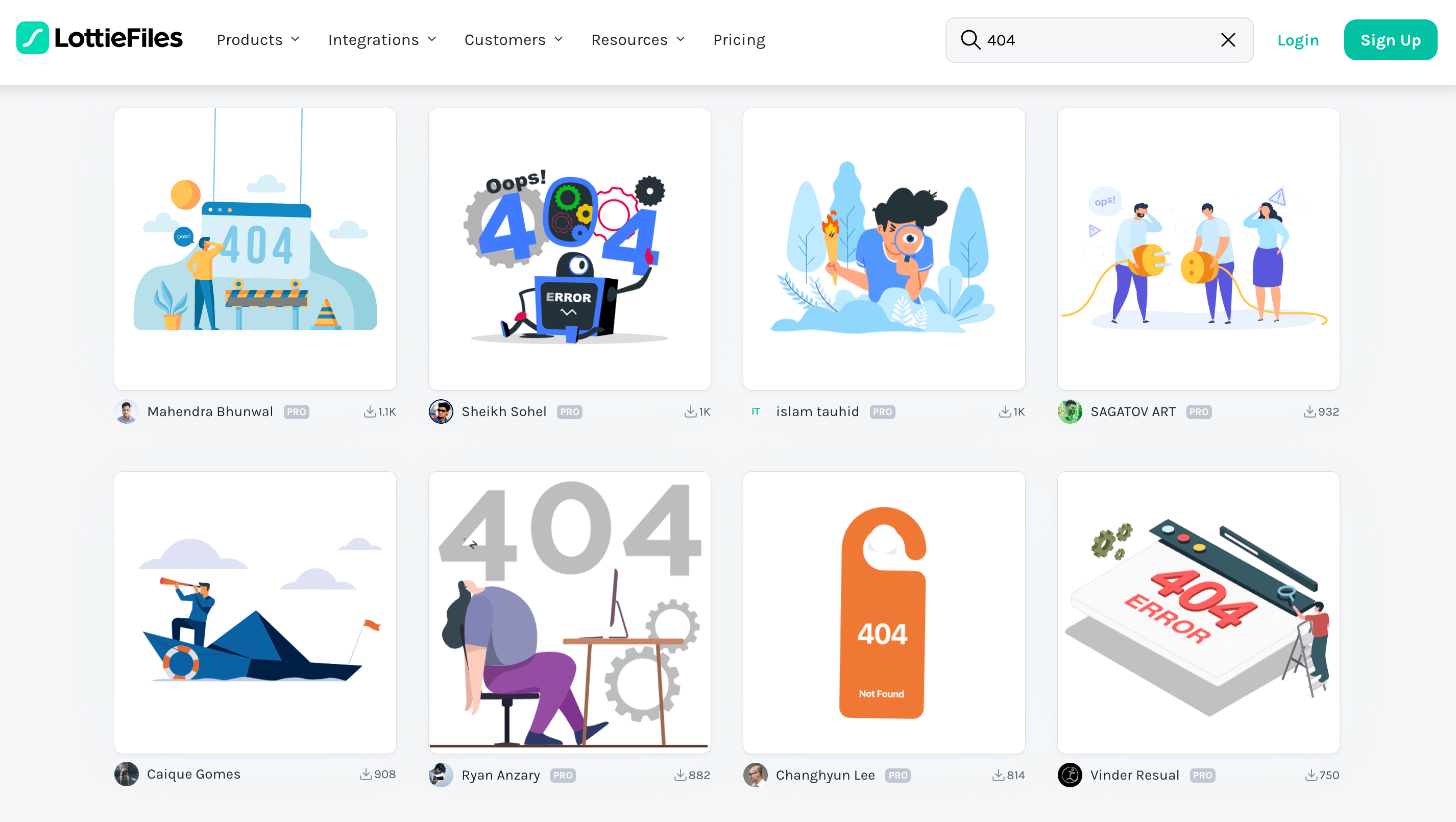 Lottie Files library - 404 search.