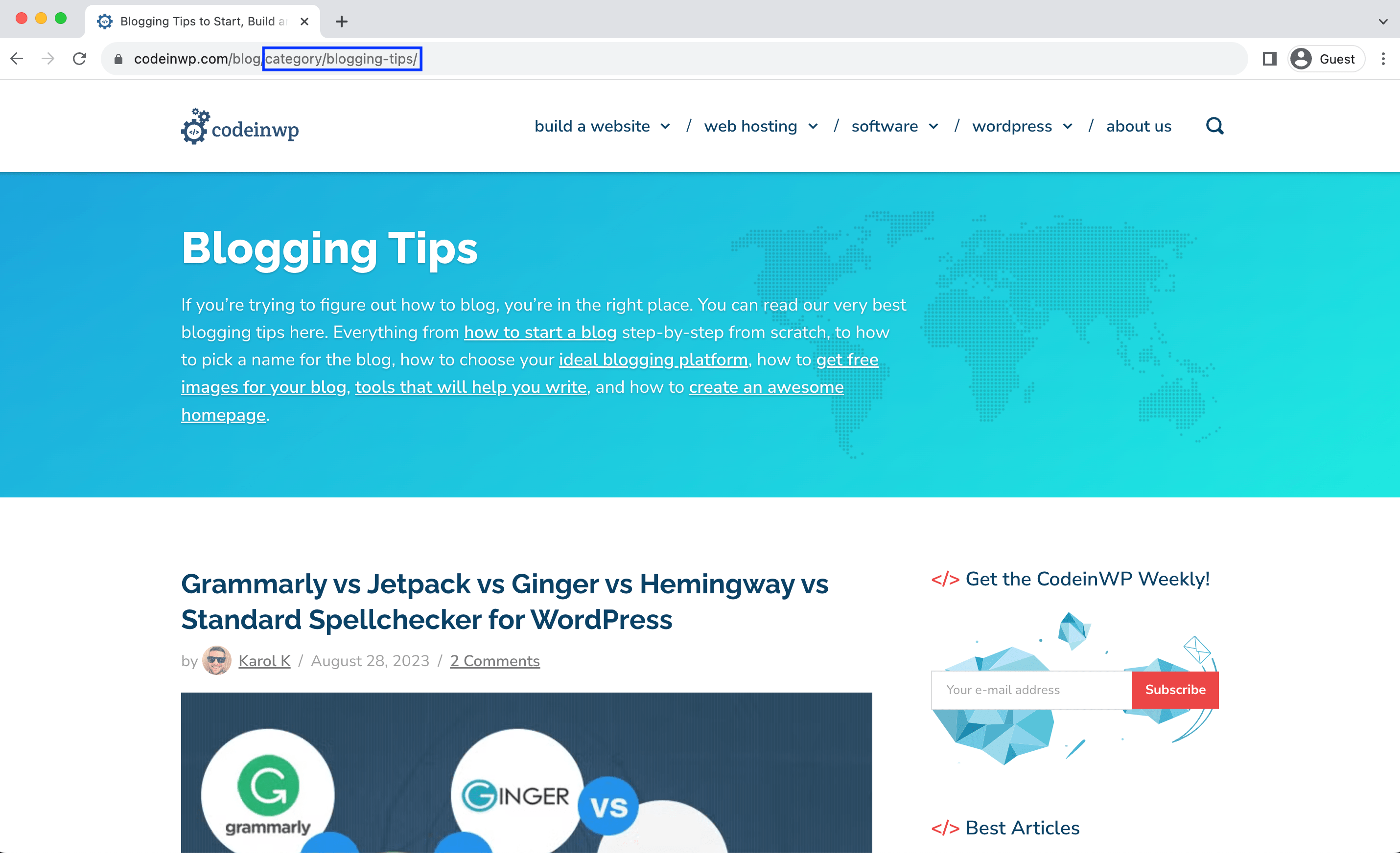 An example of an archive page for a WordPress category.