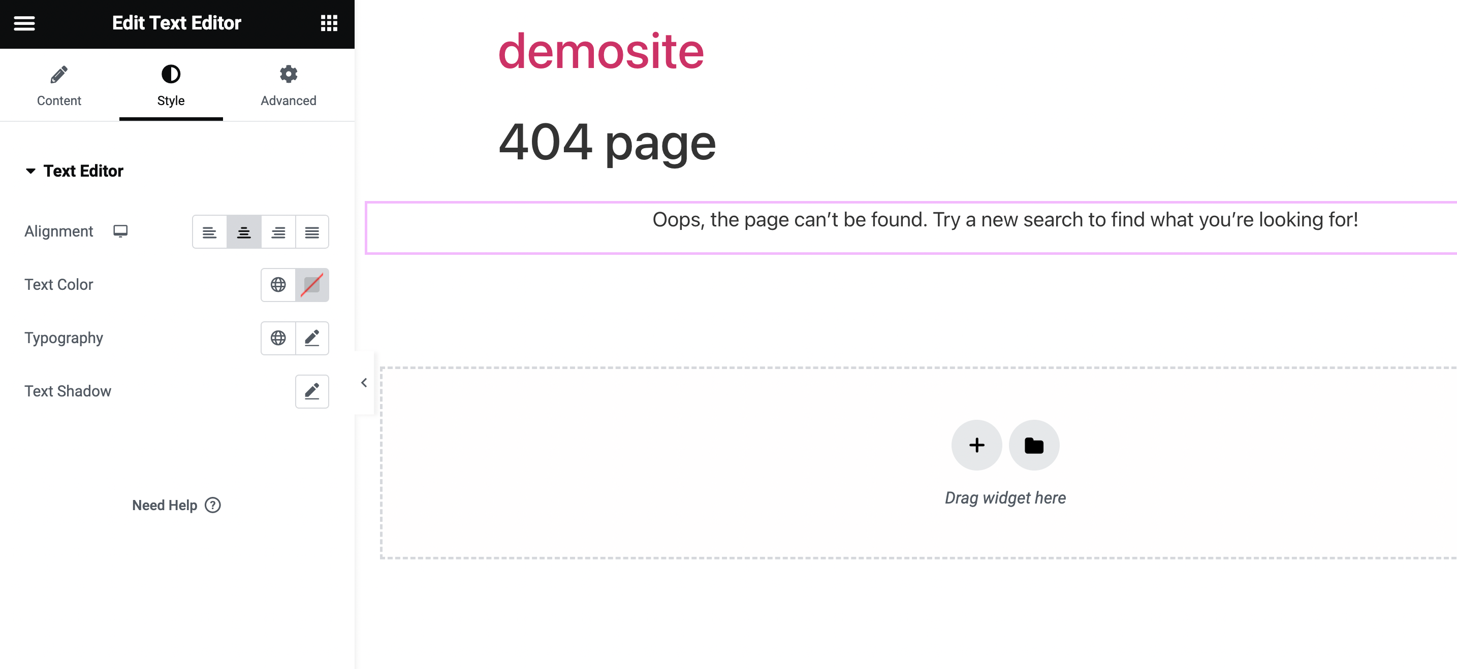 how to set a 404 page in WordPress with a center button.