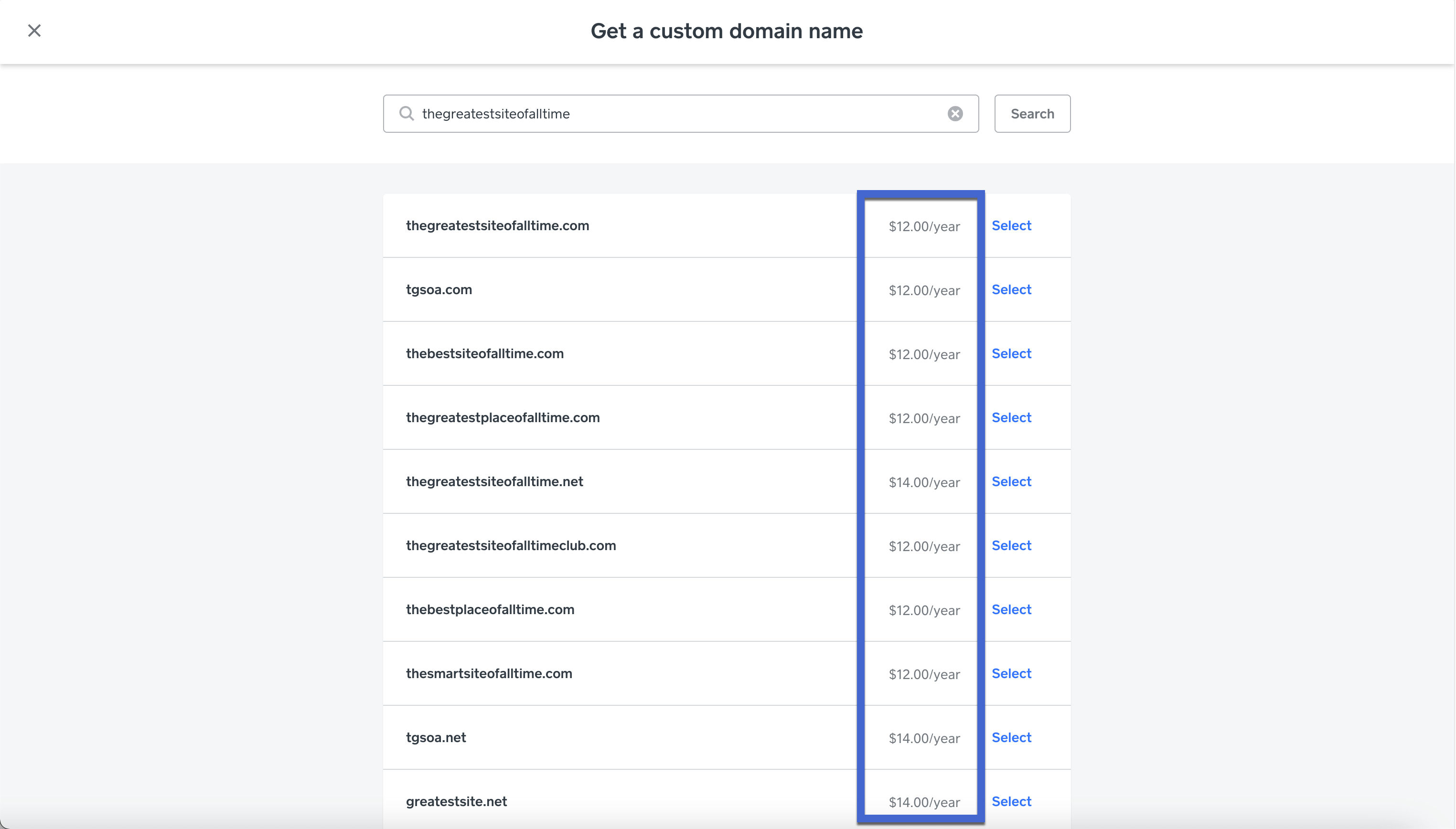 Weebly Pricing for domains