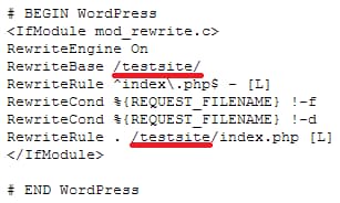 WordPress htaccess error