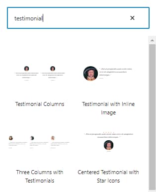 Testimonial options.