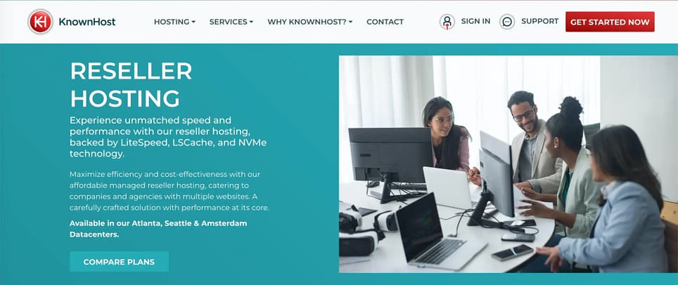 KnownHost Reseller Hosting landing page scaled