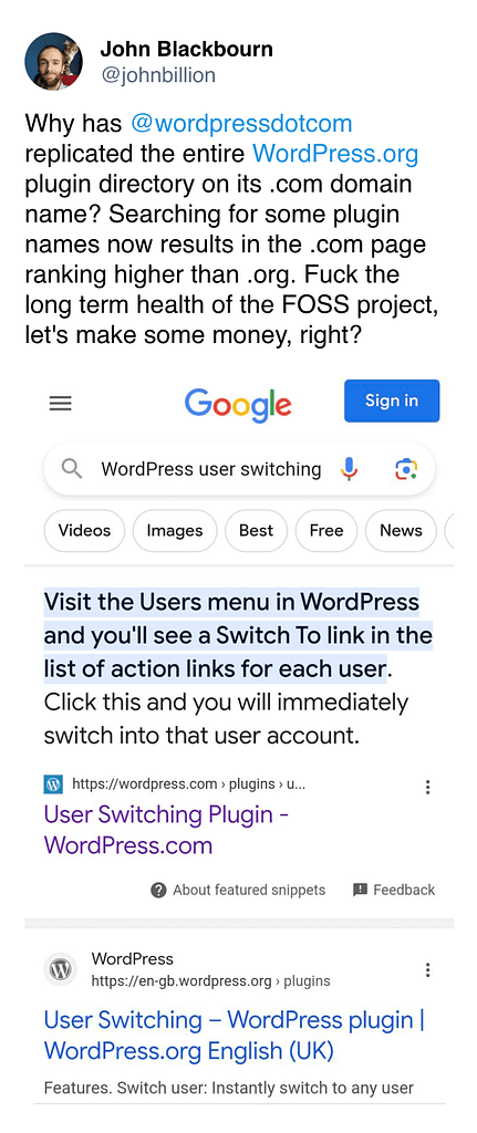 Twitter debate about WordPress.com cloning the plugin repo