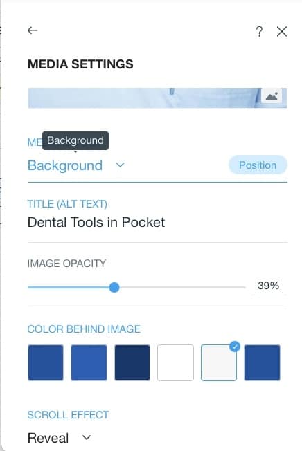 Adjusting the media settings in Wix