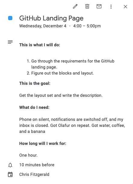 How I use a simple template to stay focused at work