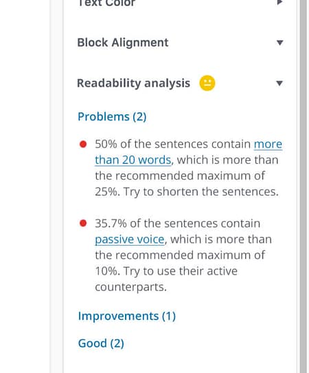 yoast seo gutenberg readability analysis