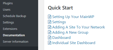mainwp documentation