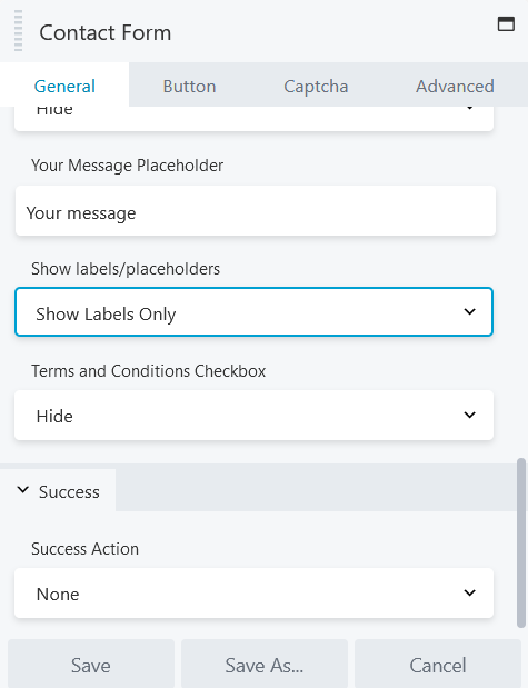 Contact Form show labels option