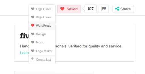 Fiverr Favorites list