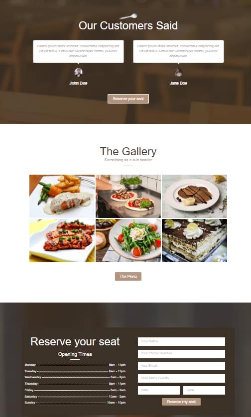 Katka Restaurant template on mobile