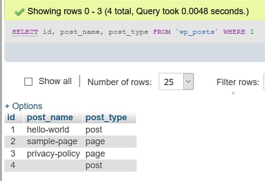 Post types post and page in a fresh install of WordPress
