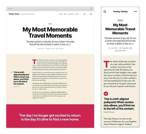 Twenty Twenty default WordPress theme in October 2019 WordPress news