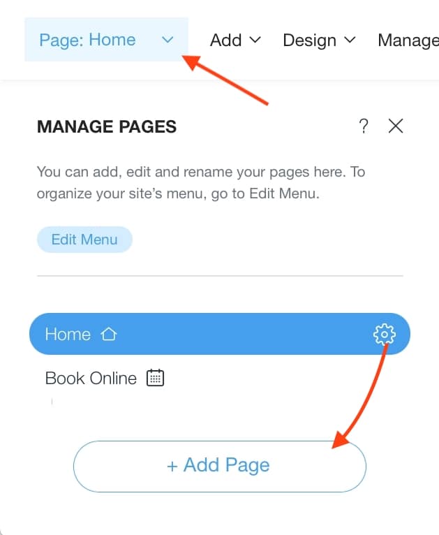 Adding pages to a Wix website