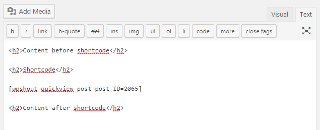 php output buffering quickview shortcode