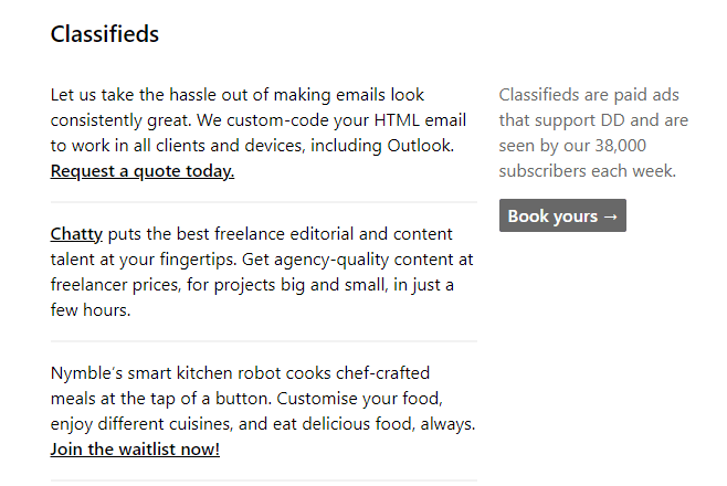 Classified Ads in Dense Discovery