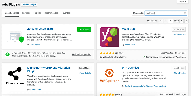 May 2019 WordPress news - Jetpack promotion in plugin seach screen