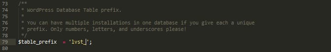 WordPress table prefix