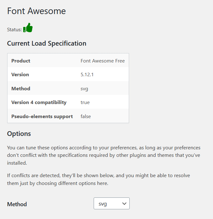 Selecting Font Awesome as SVG