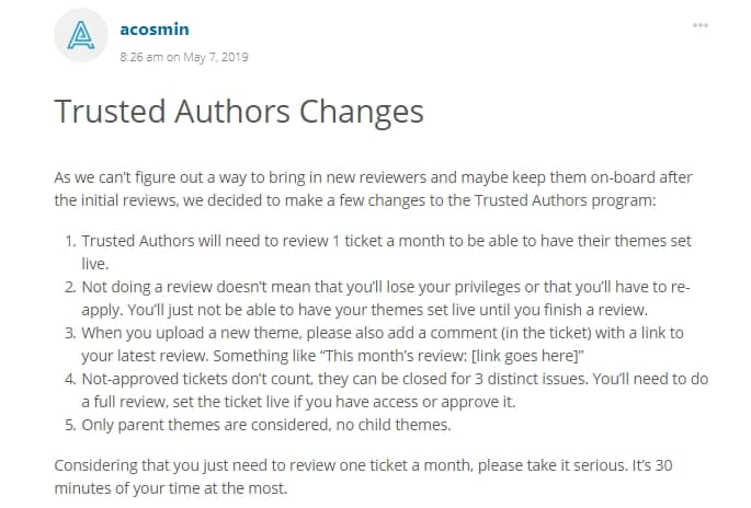 June 2019 WordPress news trusted authors program