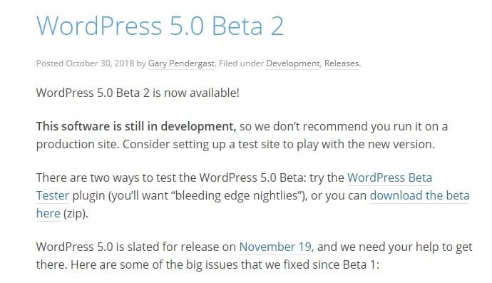 wordpress 5.0 beta 2
