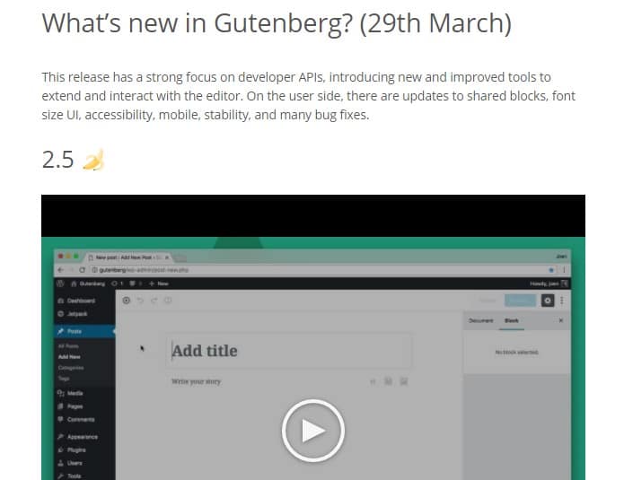 new in gutenberg