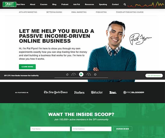 blog homepage example SPI by Pat Flynn