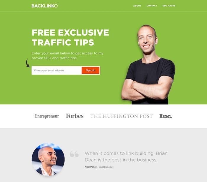blog homepage example of Backlinko