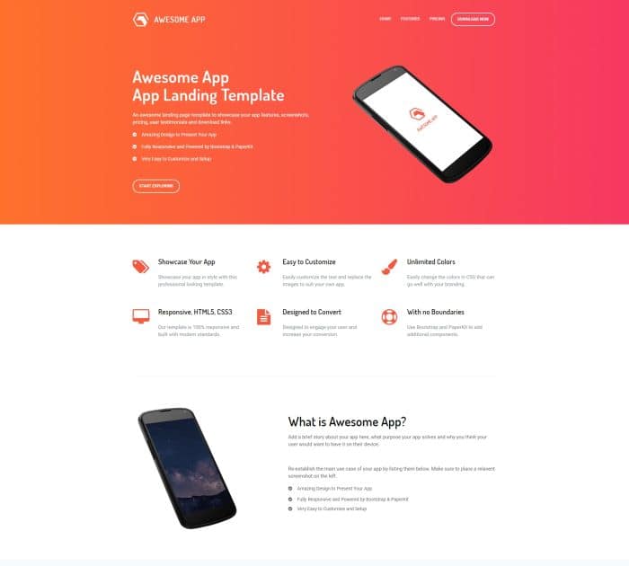 Best Bootstrap 4 templates: Awesome App