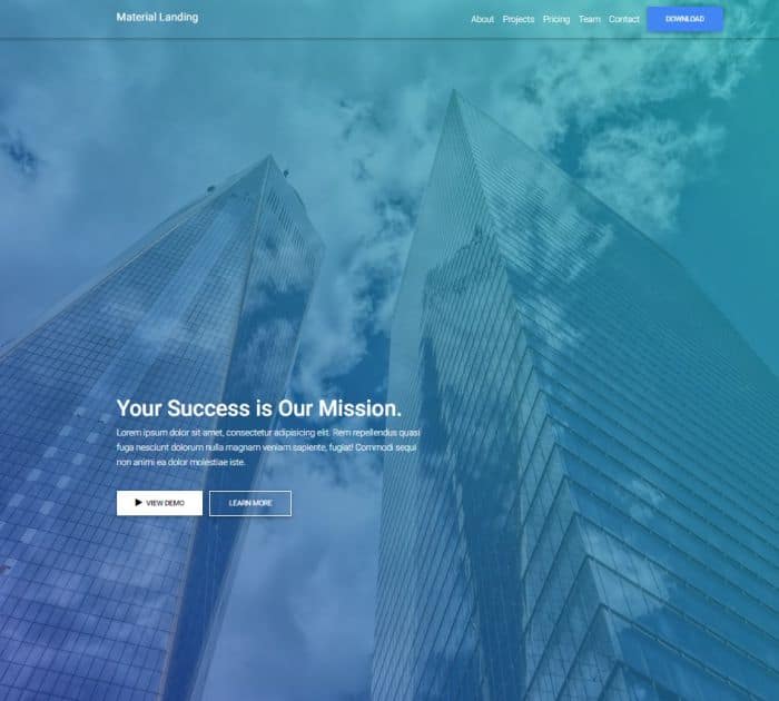 Best Bootstrap 4 templates: Material Landing