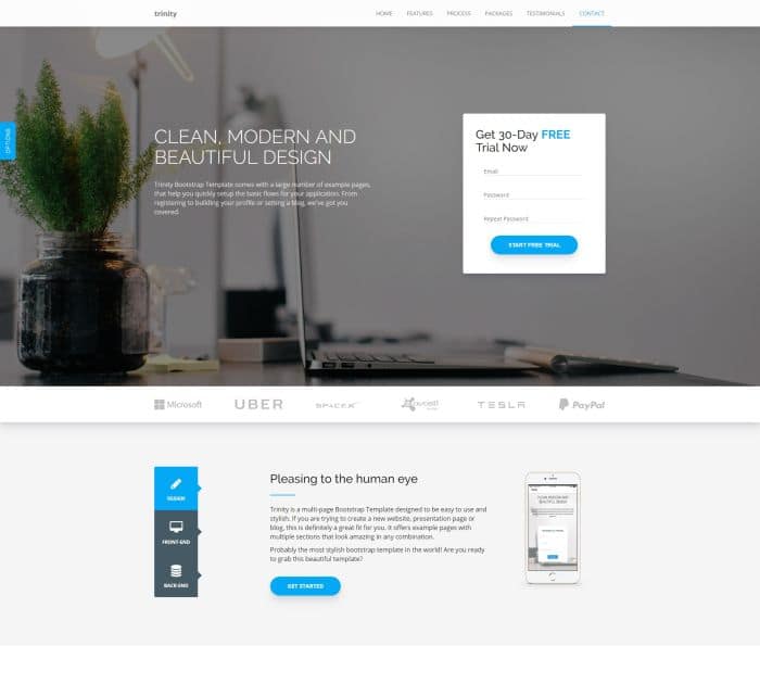 Best Bootstrap 4 templates: Trinity