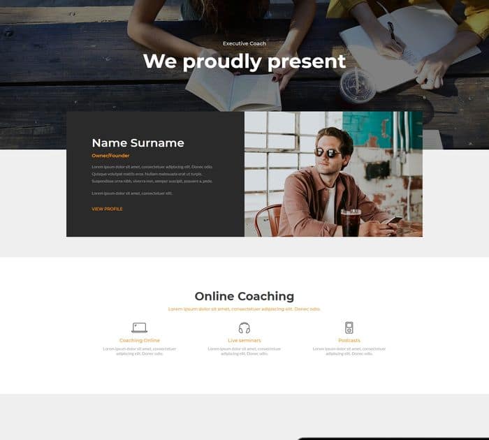 Coach is one of the best free Elementor templates