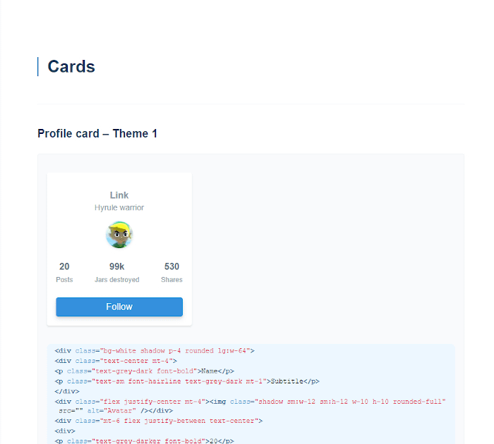 Tailwind Templates Cards