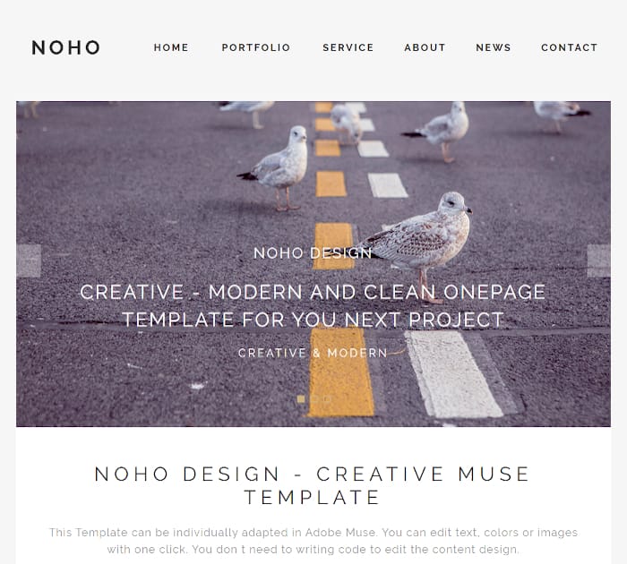 Best Adobe Muse Templates: NOHO