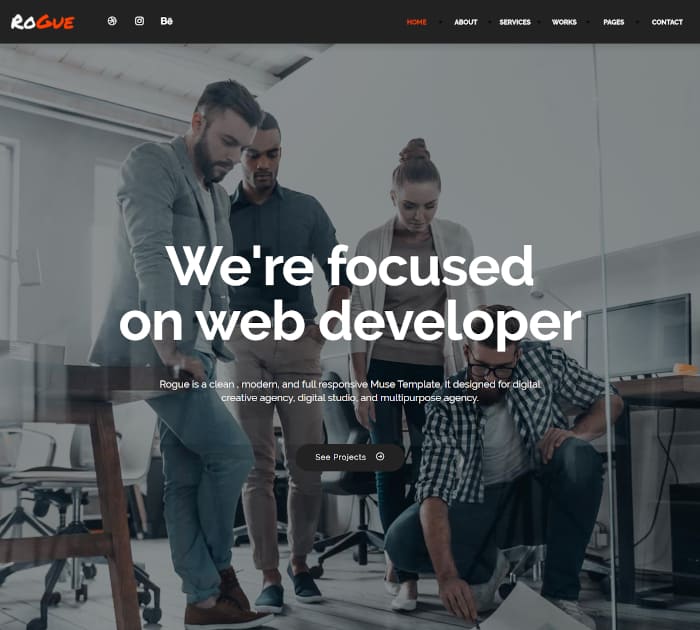 Best Adobe Muse Templates: Rogue