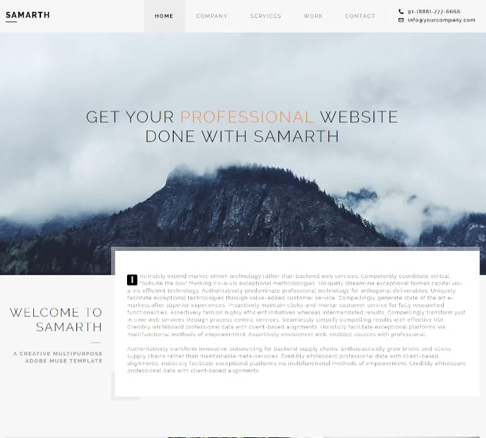 Best Adobe Muse Templates: Yuga