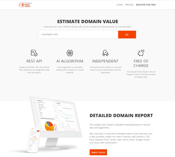 Best domain appraisal services: Domain Price Checker.