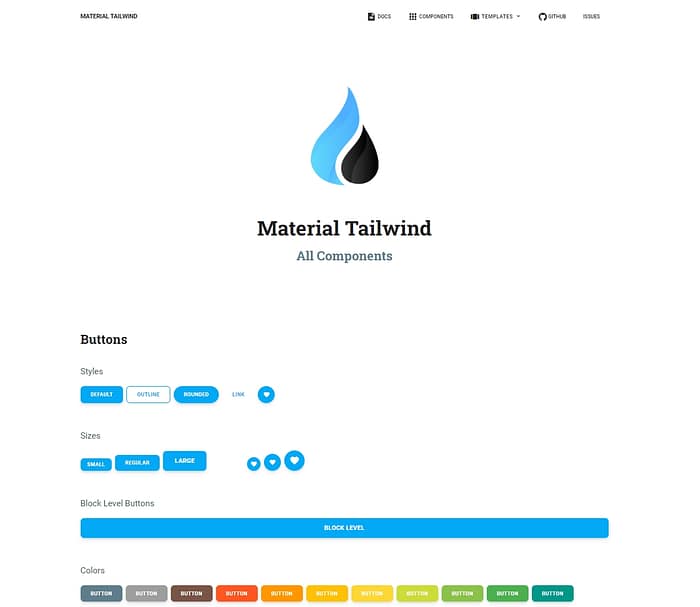 Best Tailwind CSS templates #5: Material Tailwind