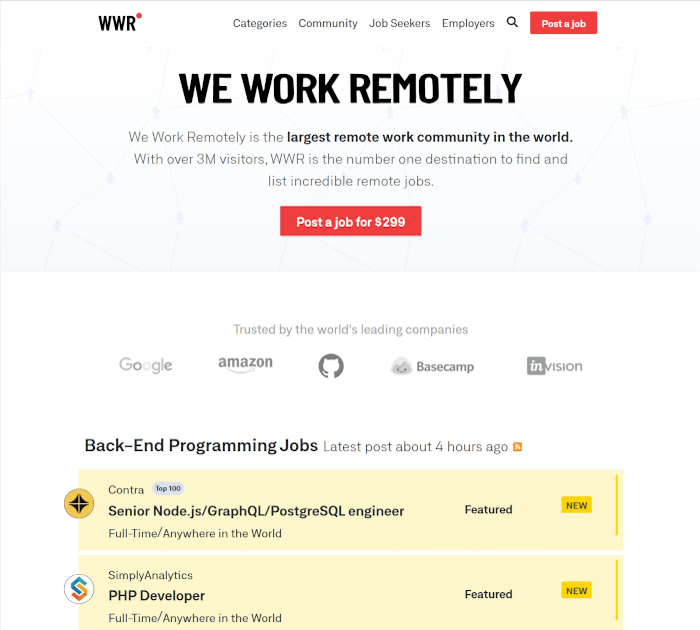 Best remote job boards: We Work Remotely