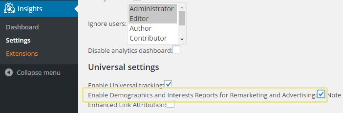 A screenshot showing the option to enable reports on MonsterInsights.