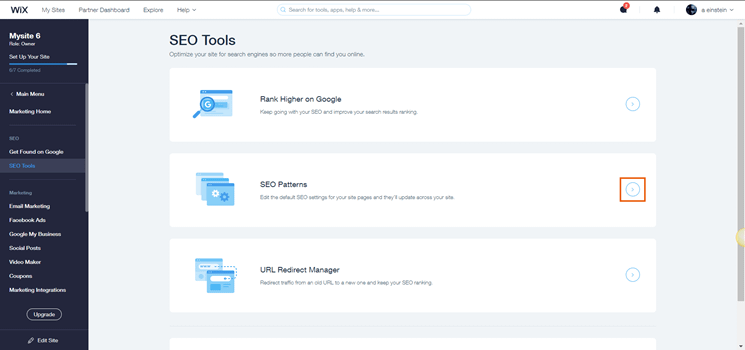 Wix SEO tools page