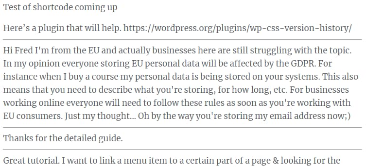 recent comments shortcode