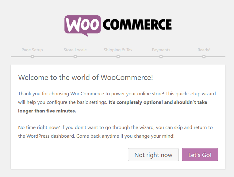 WooCommerce wizard