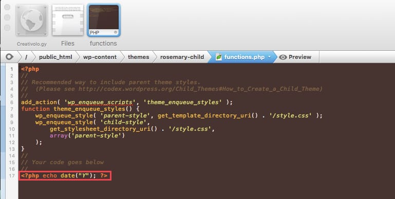 how to fix a syntax error in WordPress