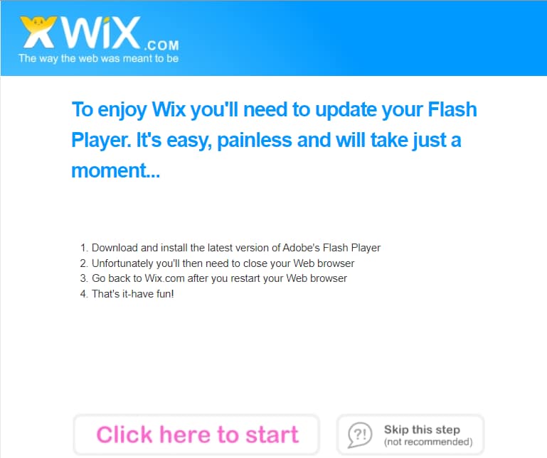 The Wix homepage in 2008.