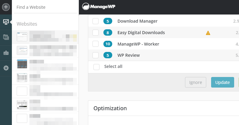 Managing multiple WordPress websites using ManageWP.